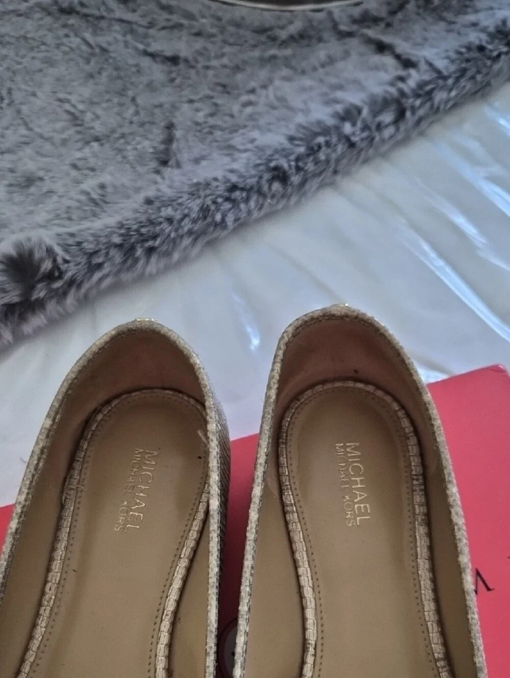 Michael Kors Gold-Tone Pom Pom Ballet Flats
